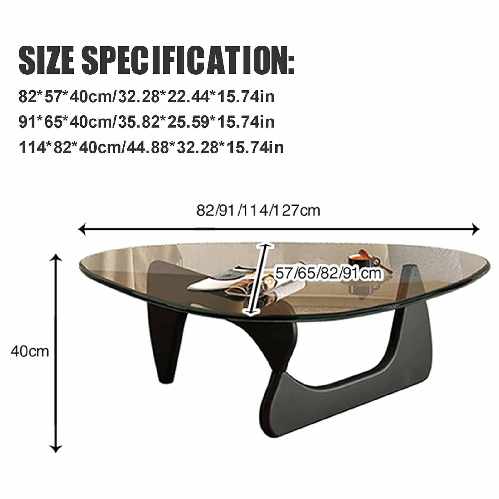 三角形ガラステーブル (未開封です！ ！ )82×57×40cm Amazon｜リビングルーム用コーヒーテーブル、三角形コーヒーテーブル